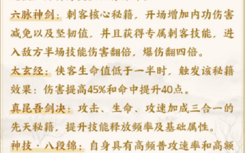 武林闲侠独孤一门秘籍搭配攻略