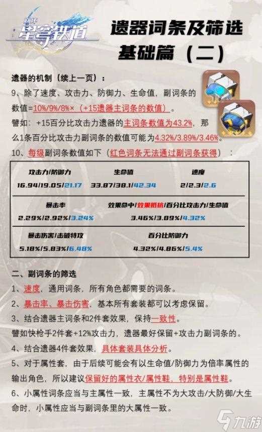 《崩坏星穹铁道》遗器词条筛选指南 遗器主副词条升级机制详解