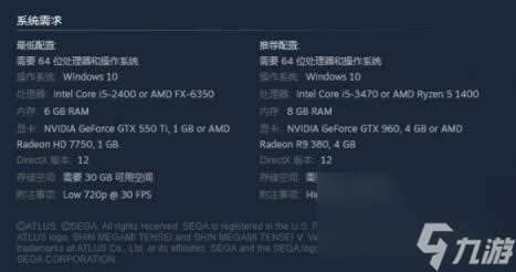 真女神转生5Vengeancepc版配置要求推荐