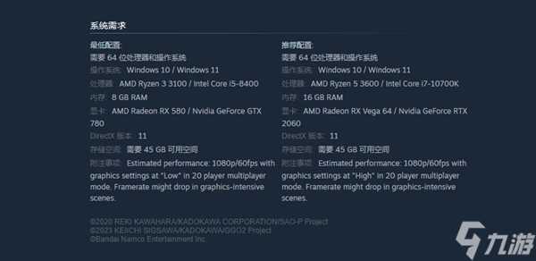 刀剑神域碎梦边境要什么配置