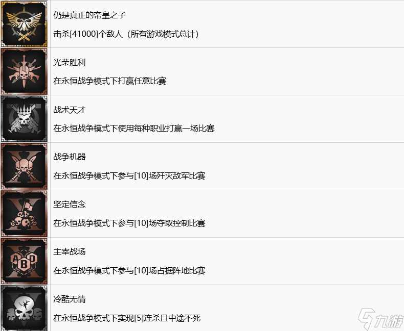 战锤40K星际战士2中文奖杯列表